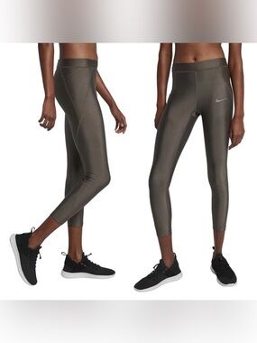 Nike Power Speed 7/8 Workout Leggings Gray/Brown Size M